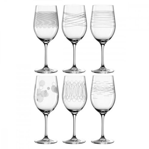Lot De 6 Verres À Vin Gravés 430ml - Leonardo - Transparent -