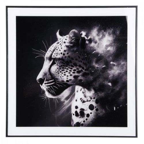 Cadre et photo d'art noir et blanc Léopard - Present Time - Noir -