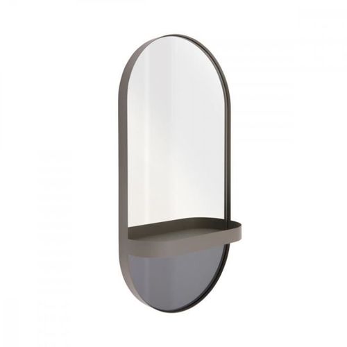 Miroir mural avec étagère oval - Remember - Taupe -