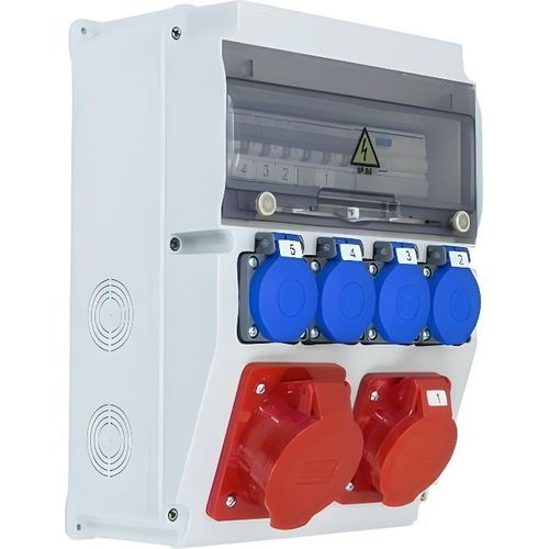Coffret de chantier IP65 1x32A/5P, 1x16A/5P, 4x230V Type E IP44, HAGER