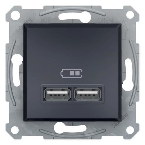 Prise chargeur USB A 2,1A mécanisme Anthracite Schneider Asfora