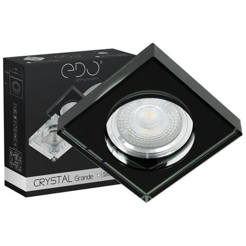 Spot encastrable simple en verre épais CRYSTAL GRANDE BLACK noir GU10 IP20 carré EDO