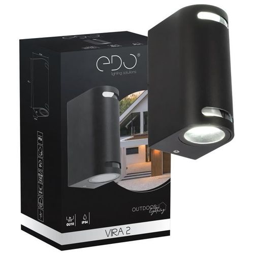 Applique Murale Vira Edo 2 2xgu10 Noir Ip54 Edo Garden Line