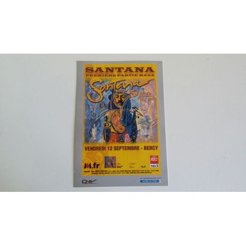 Carte Postale Publicitaire Carlos Santana Concert Paris Bercy Rare