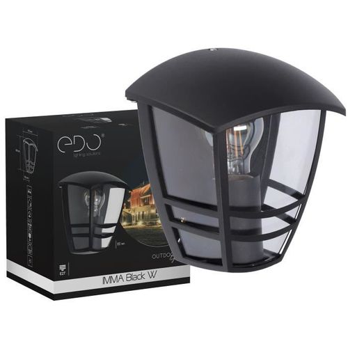 Applique Murale Extérieure - Edo - Imma Black W E27 Noir Ip44 - Aluminium - Electrique - Ip44