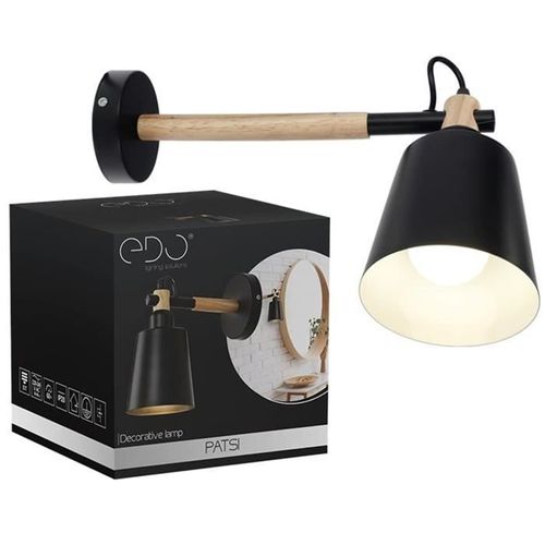 Applique Murale Patsi E27 Acier/Pin Noir Edo