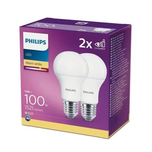 Lot De 2 Ampoules Led Philips E27 13w 2700k 1521lm Philips