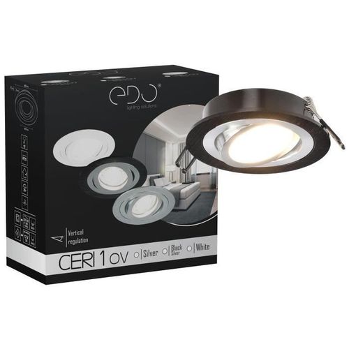 Spot encastrable simple CERI 1 OV noir brossé IP20 rond EDO777141 EDO