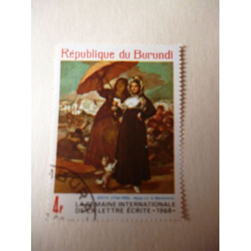 Timbre "Burundi 1968 :Semaine Internationale De La Lettre Écrite: Goya : Mayas Sur Le Manzanares".