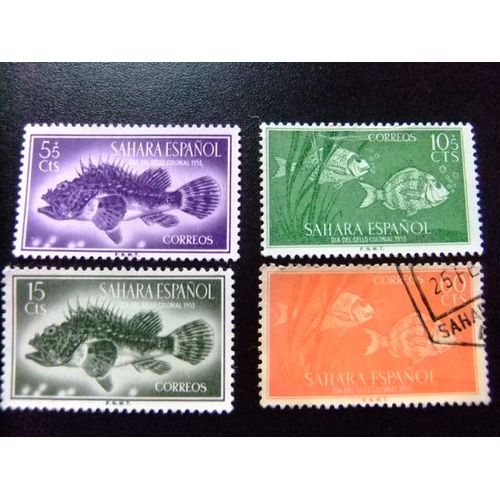 Sahara Español 1953 - Fauna Marina ( Peces) - Edifil Nº 108 / 111 º + (*)