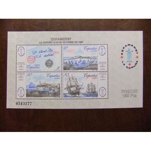 España 1984 Expo Filatelica Espamer 87 ( Barcos ) Edifil Nº 2916 ** Yvert Nº Bf 36 ** Mnh