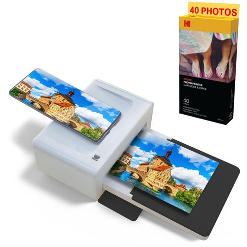 Kodak - Pack Imprimante PD460 + Cartouche et papier pour 40 photos - Photo Bluetooth & Docking - Format Carte Postale 10x15 cm
