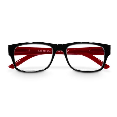 Paire De Lunettes, Plastique Recyclé, Noir/Rouge, + 3,0 Dtp