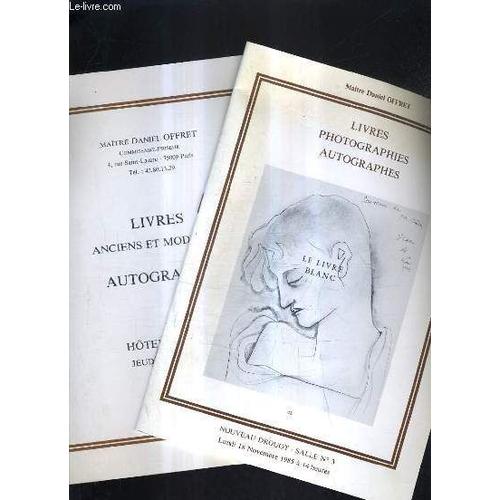Lot De 2 Catalogue De Ventes Aux Encheres - Maitre Daniel Offret - Livres Photographies Autographes - Drouot - (Voir Notice) .