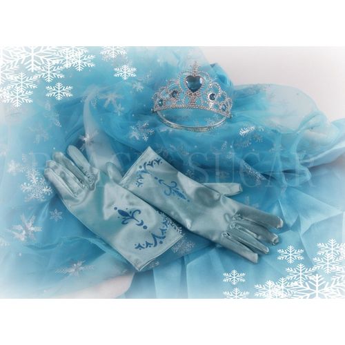 Gants Elsa Bleu + Diadème Assorti Pour Un Parfait Déguisement La Reine Des Neiges Enfant Qualité Envoie Rapide Noel Fête Look Princesse Elsa 