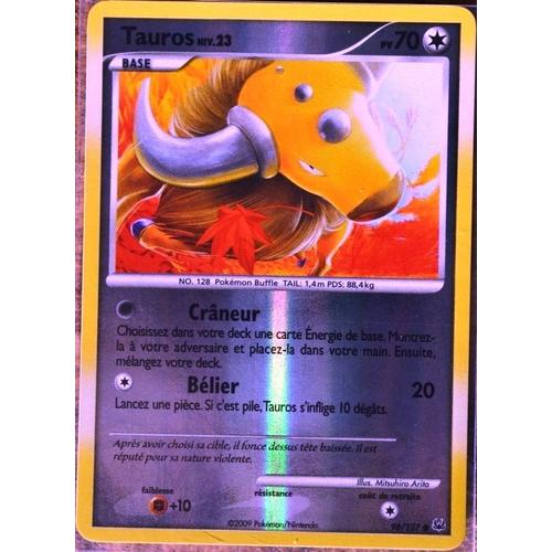 Carte Pokémon 98/127 Tauros 70 Pv - Reverse Platine Neuf Fr