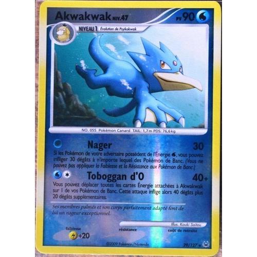 Carte Pokémon 29/127 Akwakwak 90 Pv - Rare Reverse Platine Neuf Fr