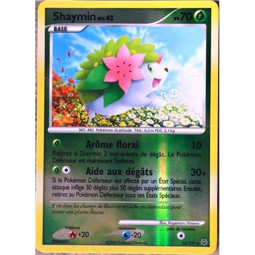 Carte Pokémon 14/127 Shaymin 70 Pv - Super Rare Reverse Série Platine Neuf Fr