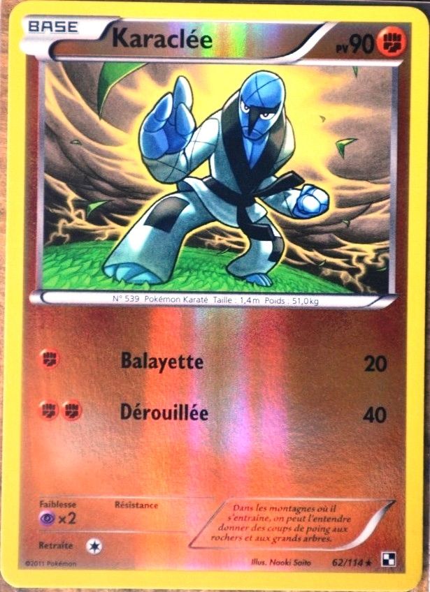 Carte Pokémon 62/114 Karaclée 90 Pv - Rare Reverse Série Noir & Blanc Neuf Fr