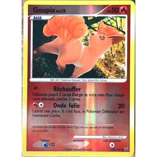 Carte Pokémon 102/127 Goupix 50 Pv - Reverse Série Platine Neuf Fr