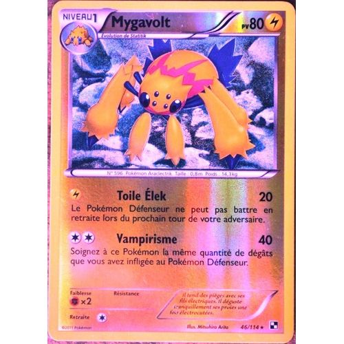 Carte Pokémon 46/114 Mygavolt 80 Pv - Rare Reverse Noir & Blanc Neuf Fr