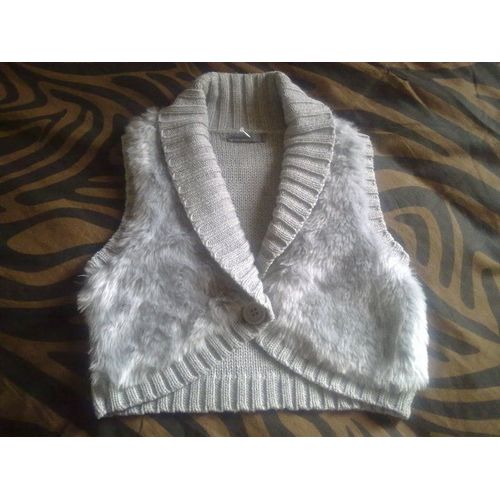 Gilet Jennyfer Gris Fourrure Synthétique Devant - Taille L