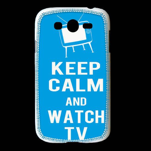 Coque Samsung Galaxy Grand Keep Calm Watch Tv Cyan