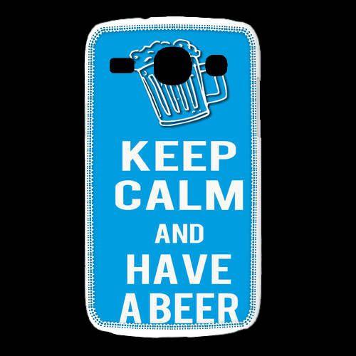 Coque Samsung Galaxy Alpha Keep Calm Have A Beer Cyan