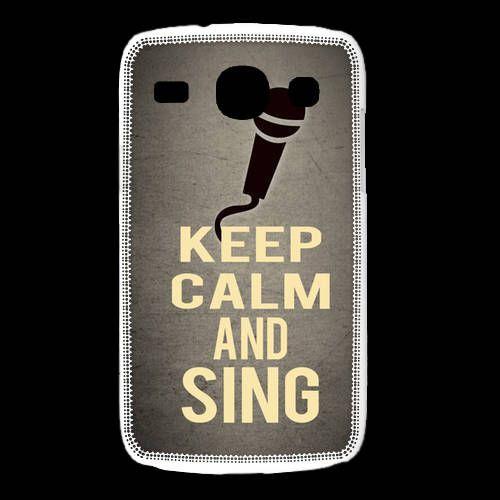 Coque Samsung Galaxy Alpha Keep Calm And Sing Gris