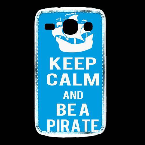 Coque Samsung Galaxy Alpha Keep Calm Be A Pirate Cyan