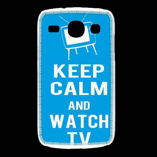 Coque Samsung Galaxy Alpha Keep Calm Watch Tv Cyan