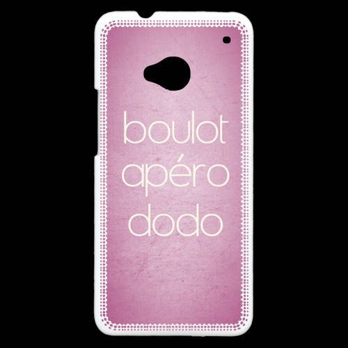 Coque Htc One Boulot Apéro Dodo Rose Zg