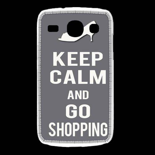 Coque Samsung Galaxy Alpha Keep Calm Go Shopping Gris