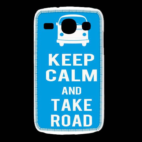 Coque Samsung Galaxy Alpha Keep Calm Take Road Cyan