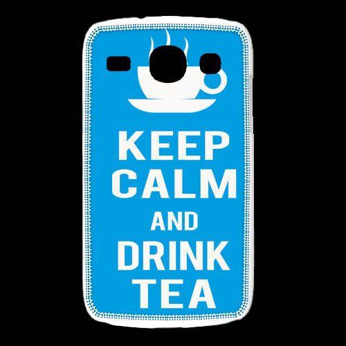 Coque Samsung Galaxy Alpha Keep Calm Drink Tea Cyan