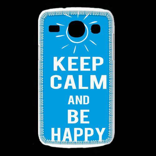 Coque Samsung Galaxy Core Keep Calm Be Happy Cyan