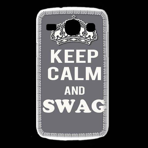 Coque Samsung Galaxy Core Keep Calm Swag Gris