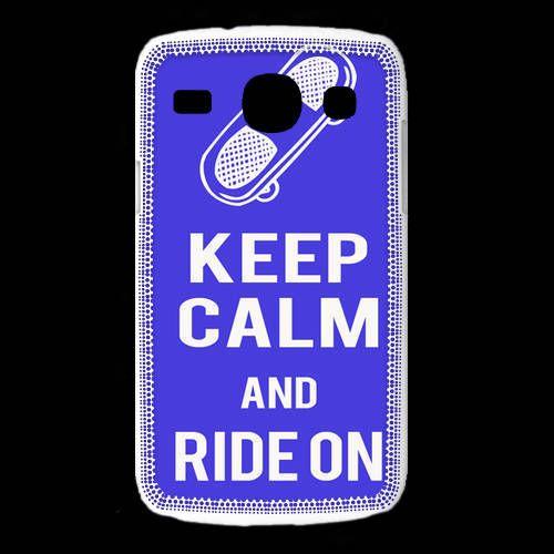 Coque Samsung Galaxy Core Keep Calm Ride On Bleu