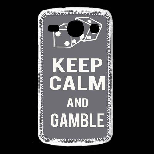 Coque Samsung Galaxy Core Keep Calm Gamble Gris