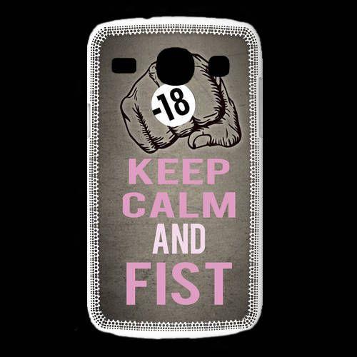 Coque Samsung Galaxy Core Keep Calm And Fist Gris