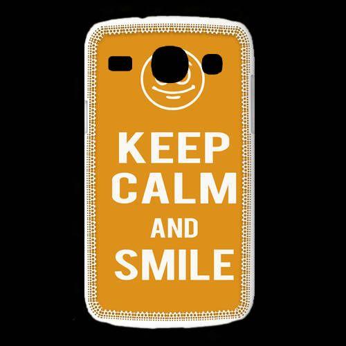 Coque Samsung Galaxy Core Keep Calm Smile Orange