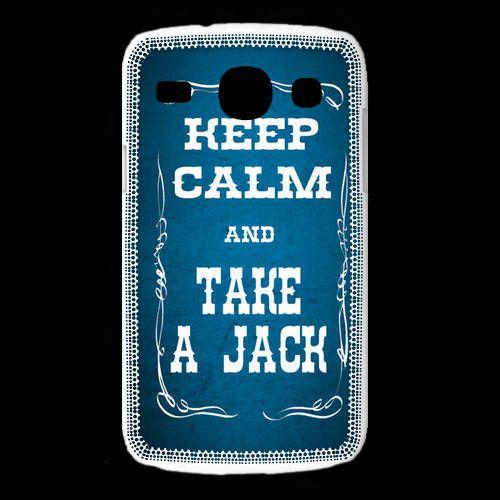 Coque Samsung Galaxy Core Keep Calm And Take Jack Bleu