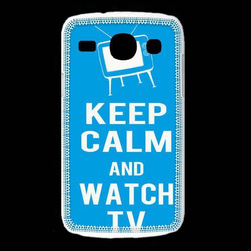 Coque Samsung Galaxy Core Keep Calm Watch Tv Cyan