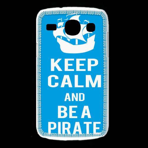 Coque Samsung Galaxy Core Keep Calm Be A Pirate Cyan