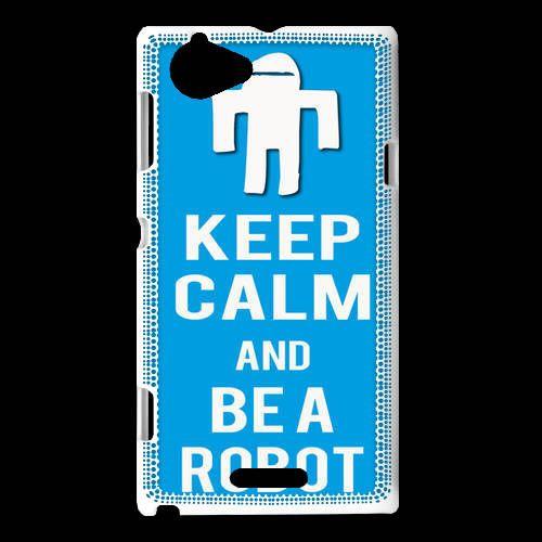 Coque Sony Xperia L Keep Calm Be A Robot Cyan