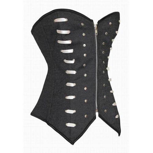 Corset Effet Jeans Gris Galonné - T 40/42