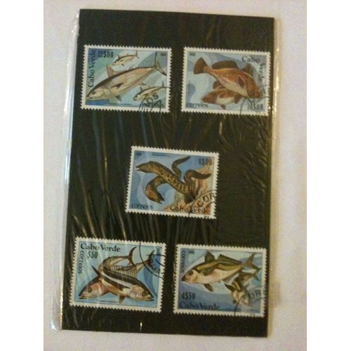 Plaquette De 5 Timbres Poissons Cap Vert 1980