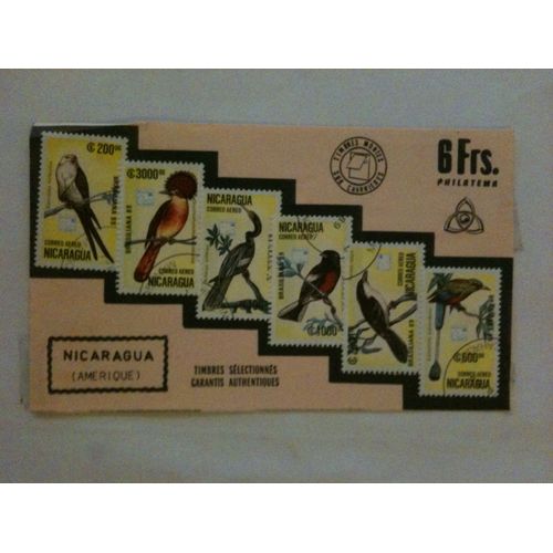 Lot De 6 Timbres Oiseaux Nicaragua 1989