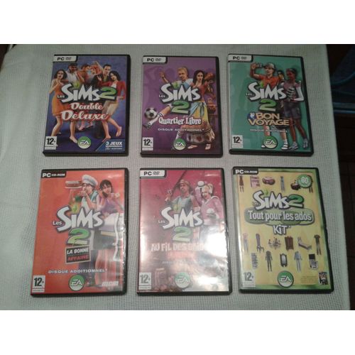 Les Sims 2, 1cd De Démarrage (Double Delux) + 4 Cd Additionnels ( Au Fil Des Saisons, La Bonne Affaire, Quartier Libre, Bon Voyage) + 1cd Kit (Tout Pour Les Ados)