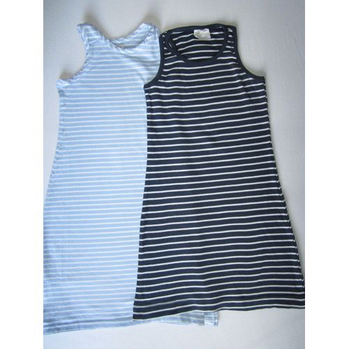 Lot 2 Robes De Plage Marin Rayées Bleu Blanc 6 Ans